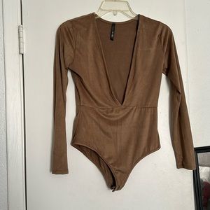 Faux suede bodysuit